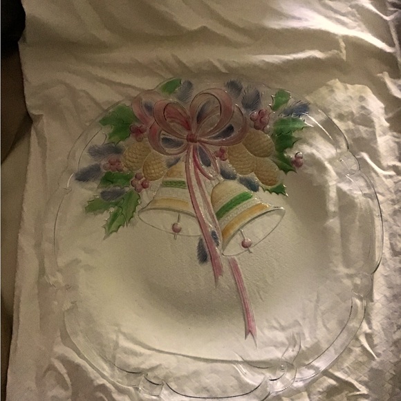 NWOT Beautiful Glass Holiday Plate - Picture 1 of 3